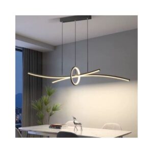 Modern Linear LED Pendant Light with Center Ring